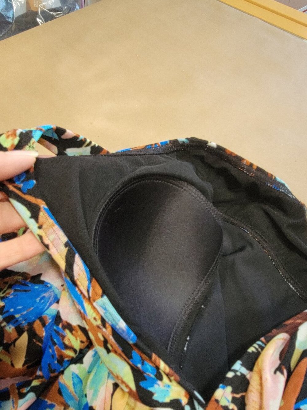 A Shore Fit Size 12 Black Blue Teal Aqua Brown Mesh Overlay 1 Piece Swimsuit NEW - Picture 7 of 10